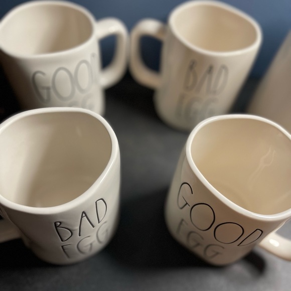 Rae Dunn Good/Bad Egg mug set of 4. NWOT - Picture 3 of 3